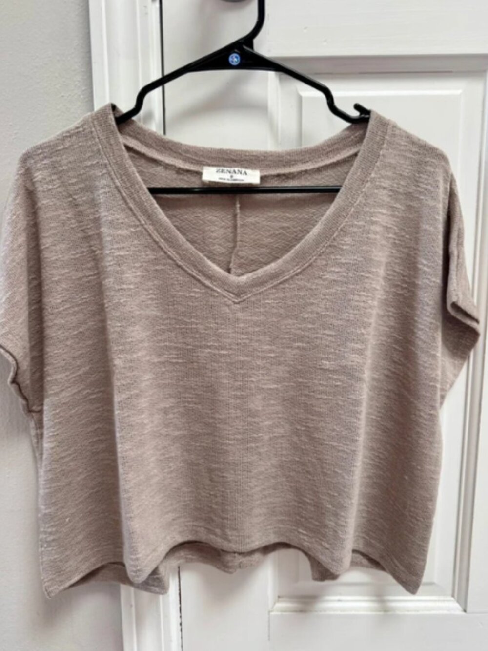 Zenana Slub Hacci Cropped Top Light Mocha - Picture 1 of 4